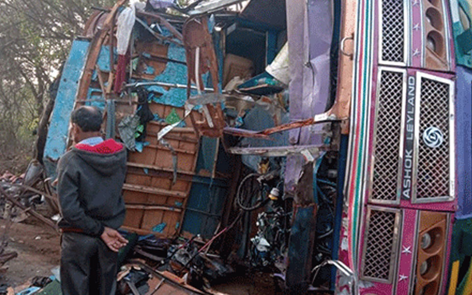 Three killed on the spot after two trucks collide on Sagar-Shimoga Highway