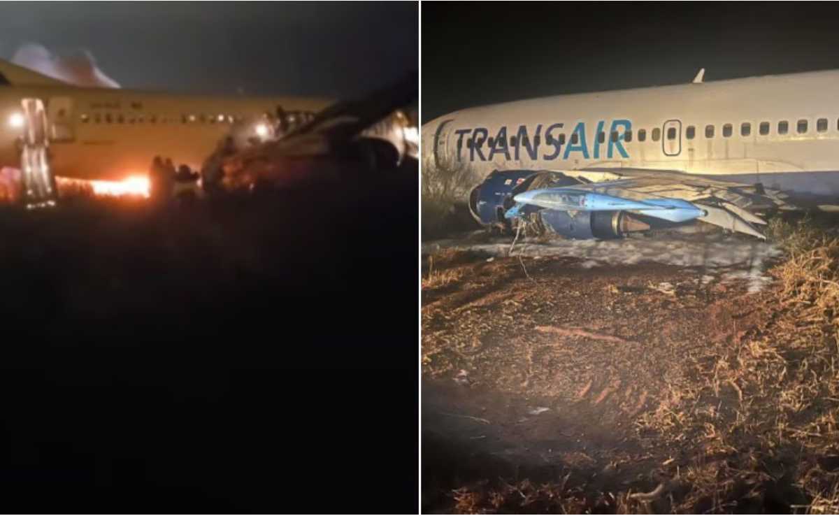 Boeing 737 catches fire and skids off the runway at a Senegal airport, injuring 10 people