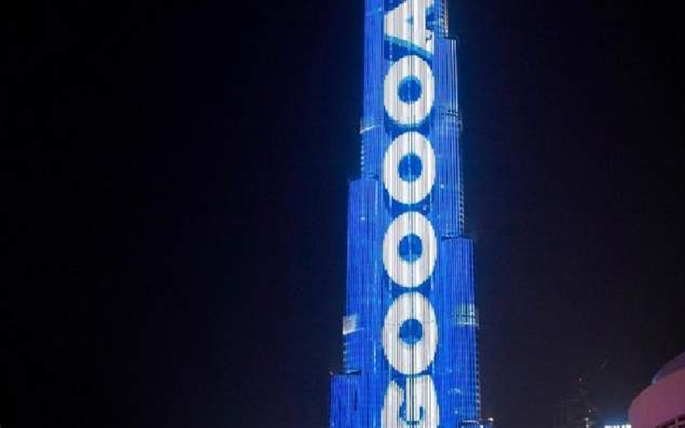 World's highest football live scoreboard on Burj Khalifa