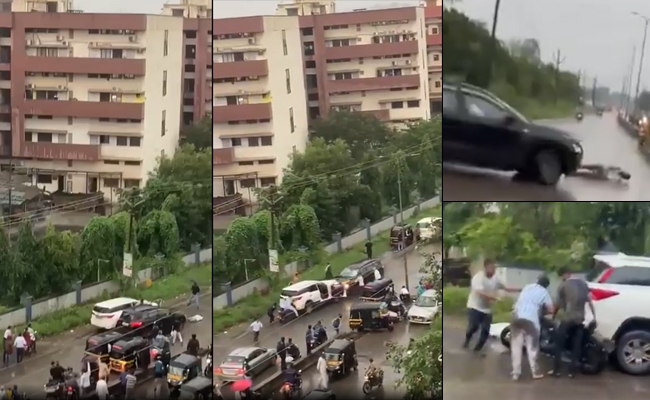 Road rage incident in Thane: SUV rams another vehicle, drags pedestrian