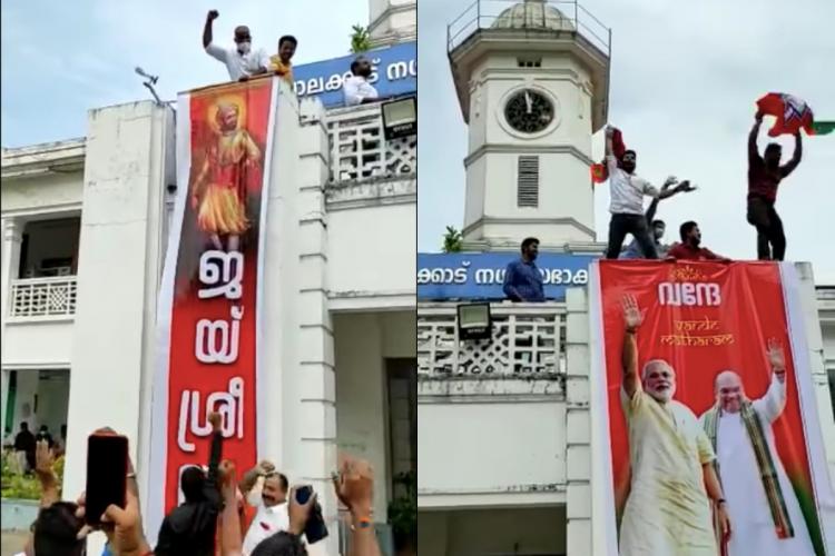 Case against BJP workers for unfurling banner of 'Jai Shri Ram' atop Palakkad municipal corp office