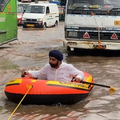 Delhi rains: BJP leader goes rafting on waterlogged road, thanks CM Kejriwal for making it possible