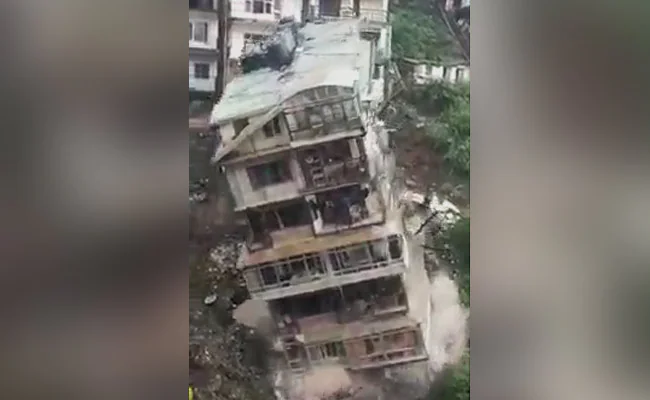 Multi-storey building collapses due to landslide in Shimla