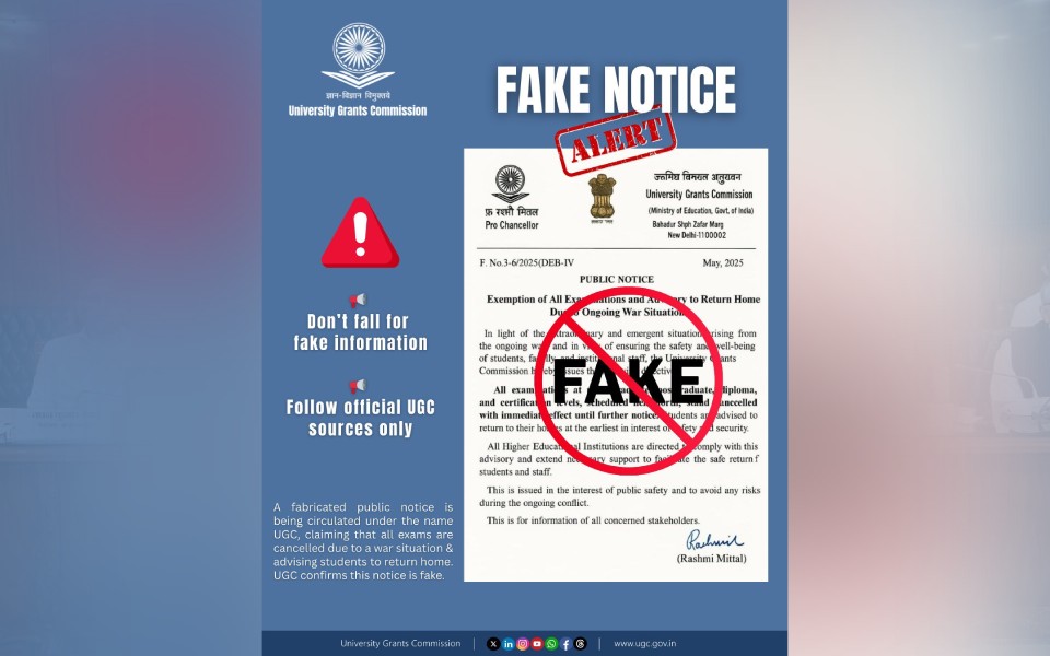 UGC warns against fake notice on exam cancellations following Operation Sindoor