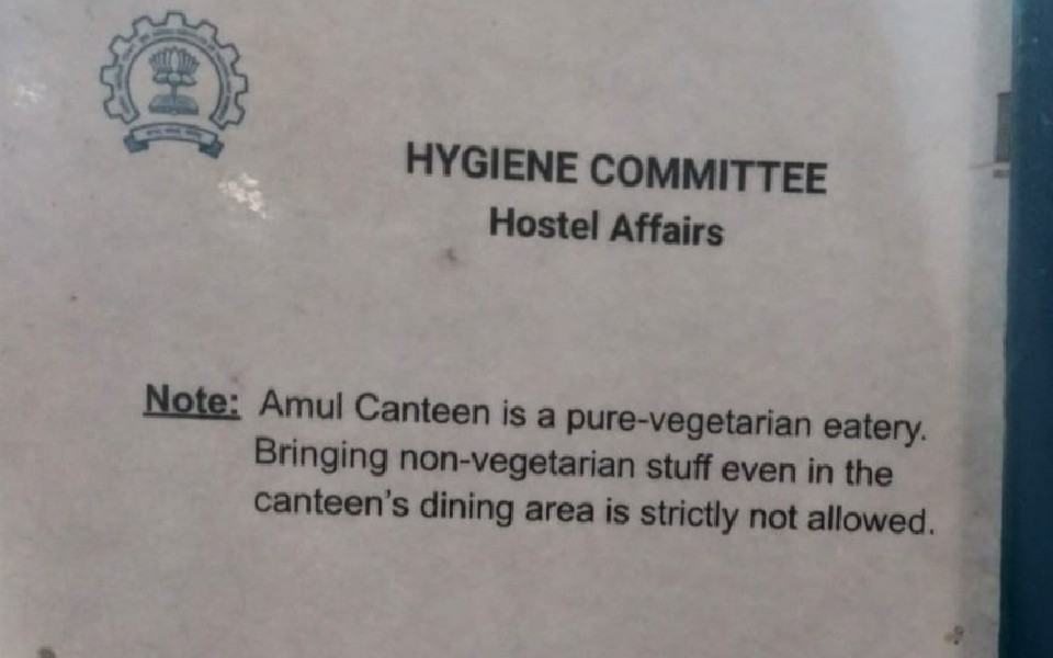 Non-veg food prohibited at one of IIT Bombay canteens, alleges student body