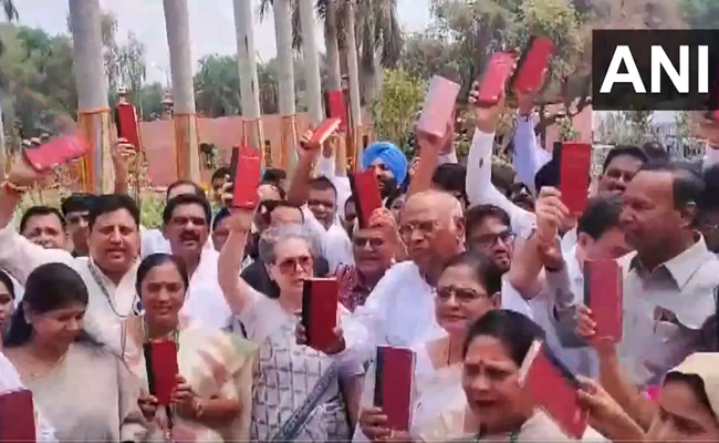 INDIA Bloc leaders enter 18th Lok Sabha together in a show of unity