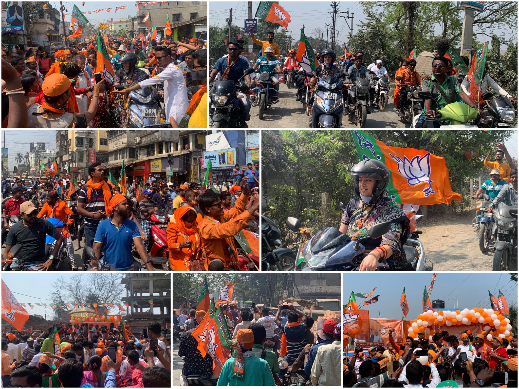 On scooter, Smriti Irani leads BJP rally for Bengal polls