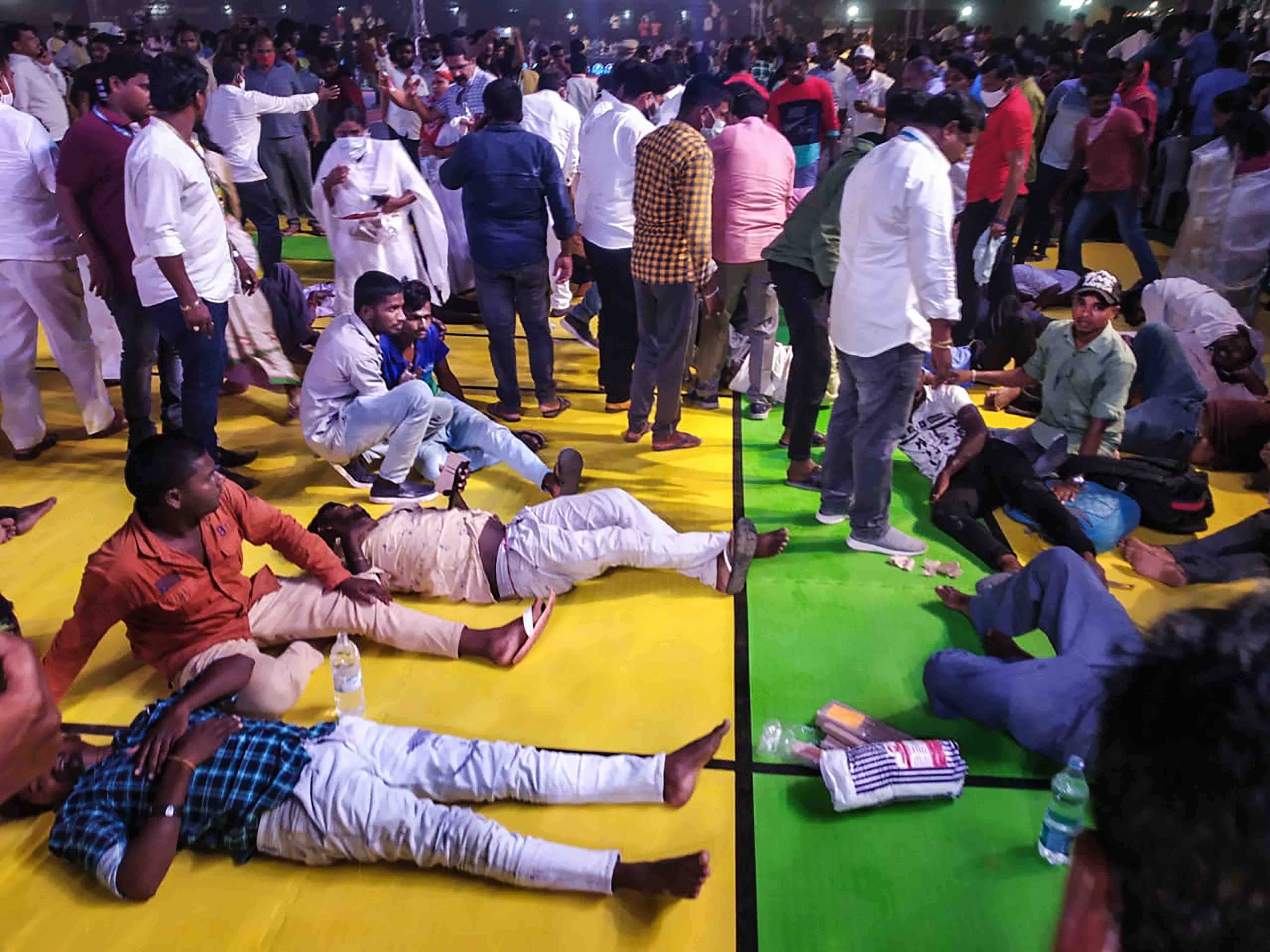 Watch: At least 100 injured after sports gallery collapses in Telangana