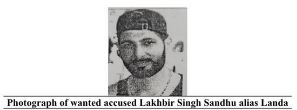 NIA declares Rs 15 lakh reward for info leading to arrest of Canada-based Lakhbir Singh Sandhu