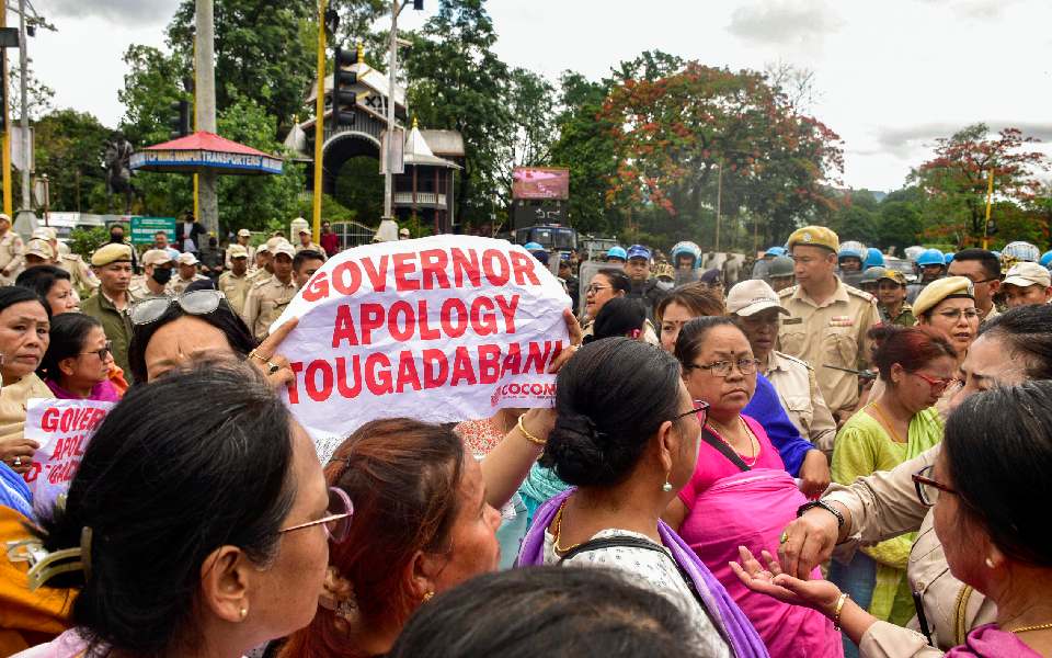 Protesters scuffle with security forces near Manipur Raj Bhavan