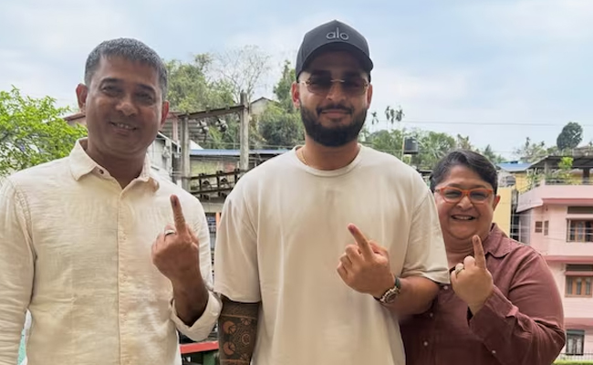 Rajasthan Royals captain Riyan Parag votes in Assam polls