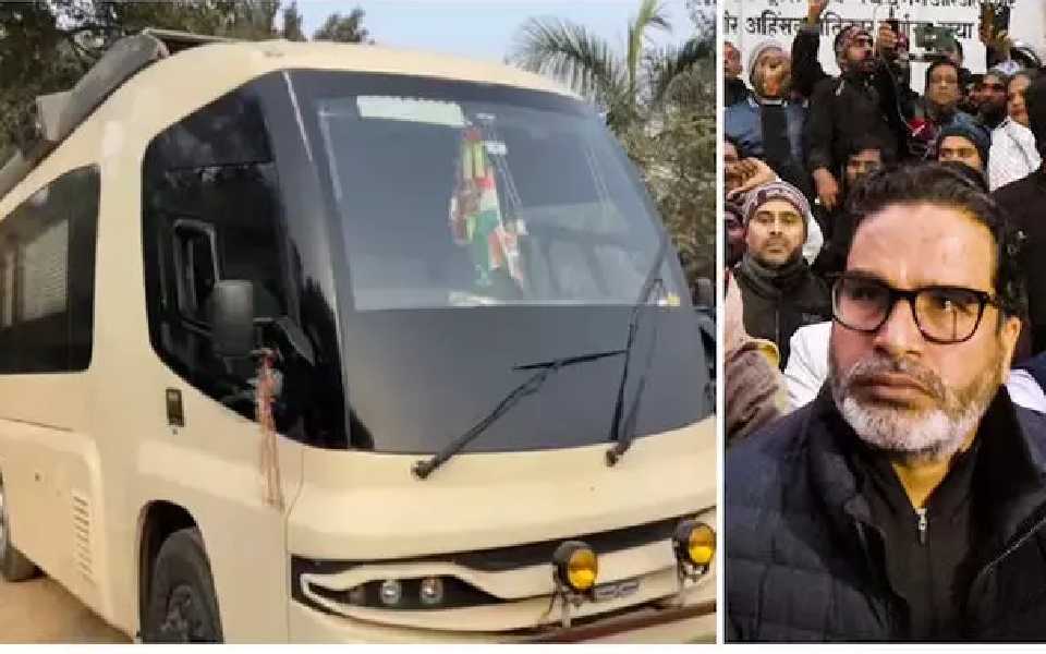 ‘Vanity van’ near Prashant Kishor’s protest site in Patna sparks controversy