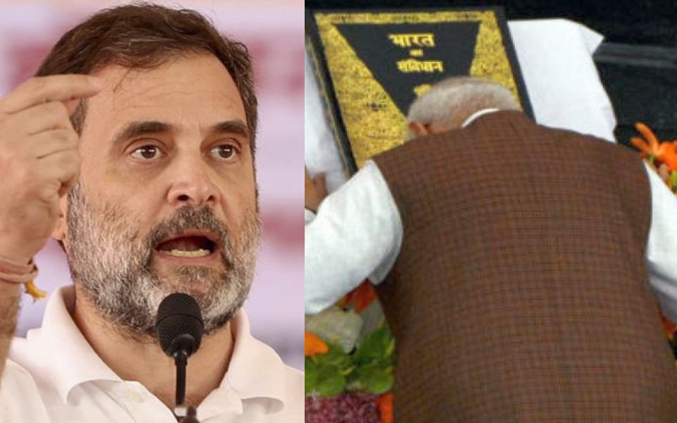 Touching Constitution to forehead is pretense when your govts violating it: Rahul's dig at PM