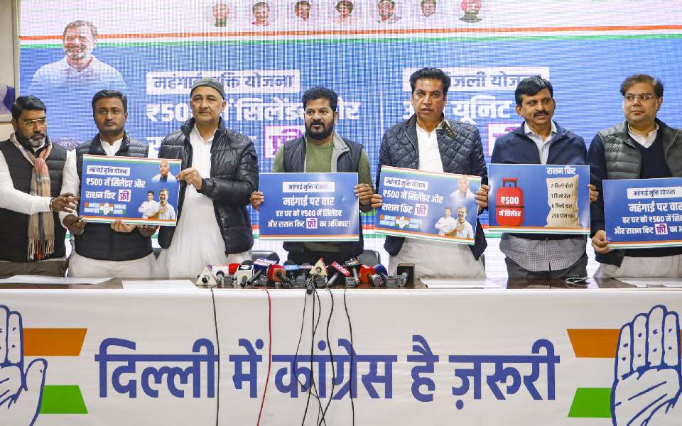 Delhi Polls: Congress promises Rs 500 LPG cylinder, free ration, electricity