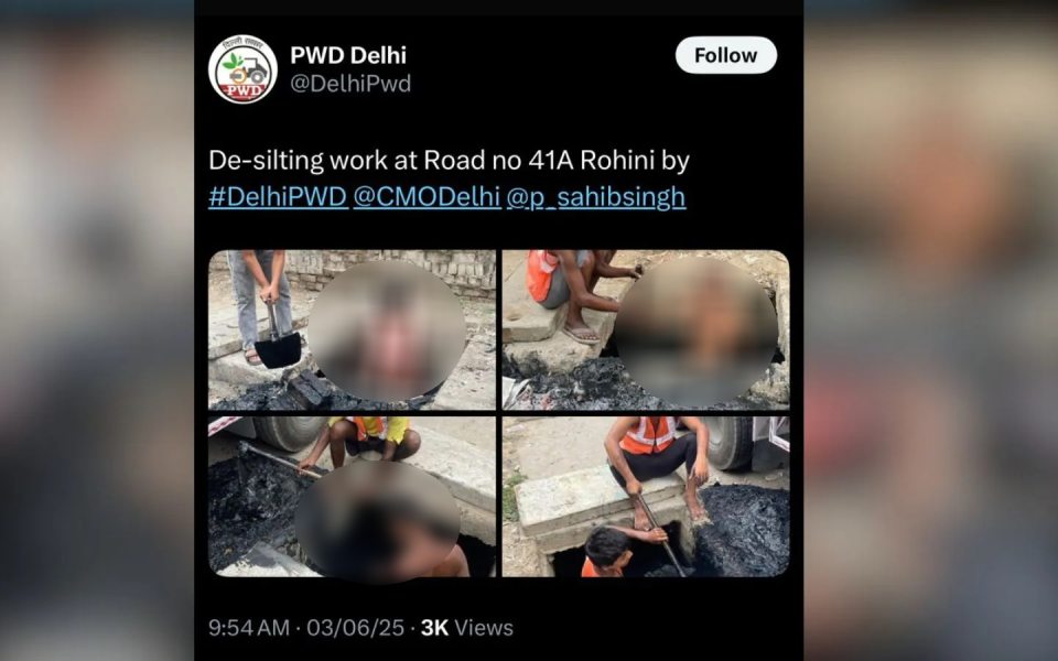 Delhi PWD sacks engineer over pictures of workers cleaning drains gearless, deletes X post
