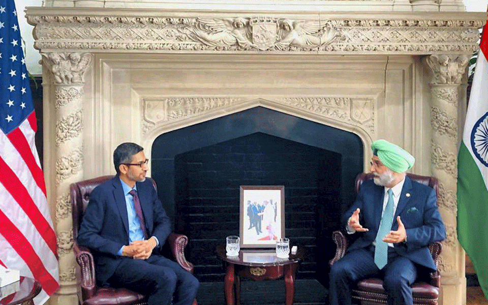 Sundar Pichai meets Indian ambassador in the US, discusses Google's commitment to India