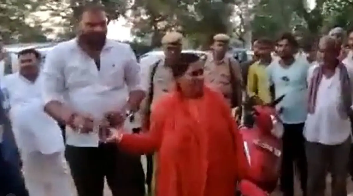 Prohibition demand: Uma Bharti throws cow dung at liquor shop in MP