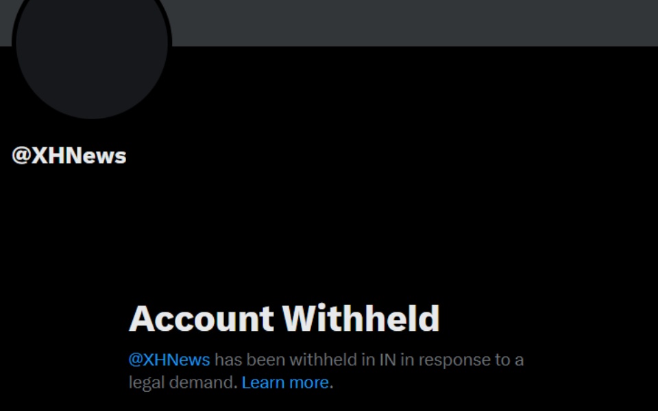 China's Global Times, Xinhua X-account handles blocked in India