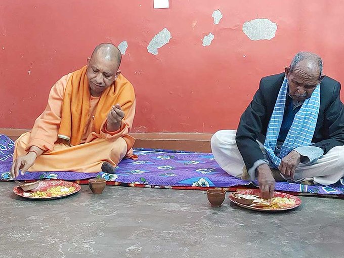 UP CM Adityanath eats at Dalit household, targets SP