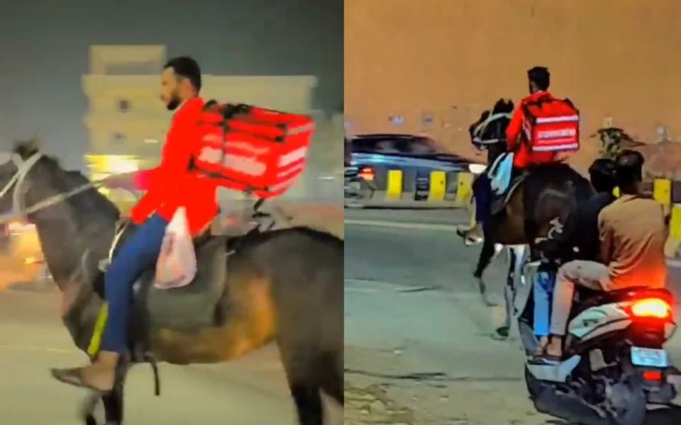 Zomato delivery agent delivers food on horse during fuel shortage; viral video