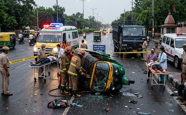 Three killed, four injured after truck hits autorickshaw in Delhi's Alipur