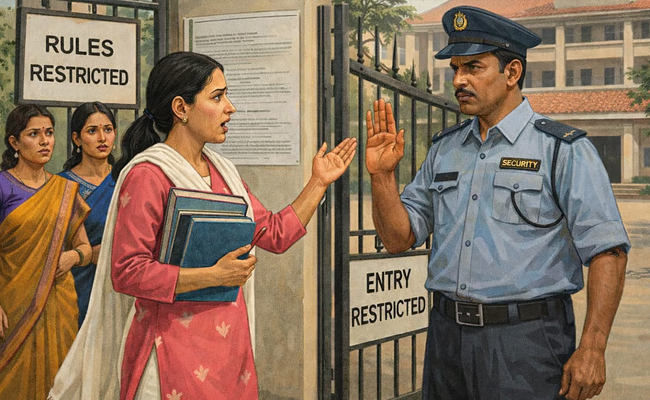 Headmistress of aided school denied entry into institution for wearing churidar