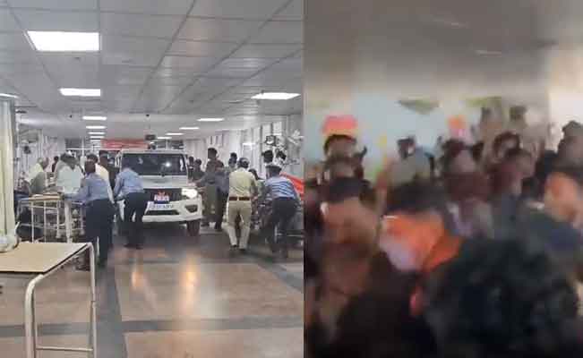 Police drive car into hospital ward to arrest man accused of harassing AIIMS doctor