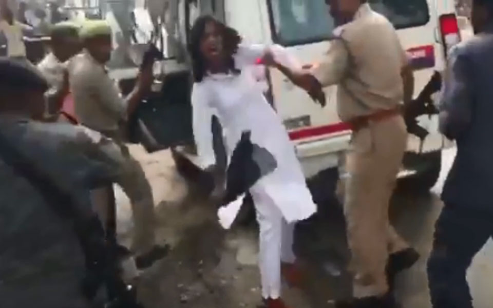 UP Cops Pull Student's Hair For Blocking Amit Shah's Convoy