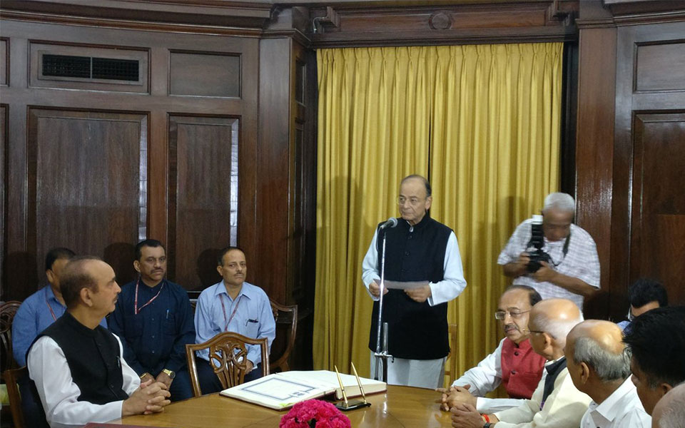 Jaitley takes oath as Rajya Sabha member for new term