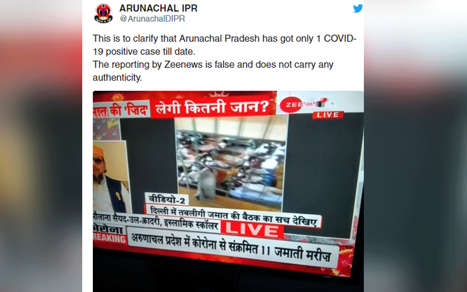 Tablighi Jamaat fake news saga continues: Arunachal Pradesh govt calls out Zee News for false report