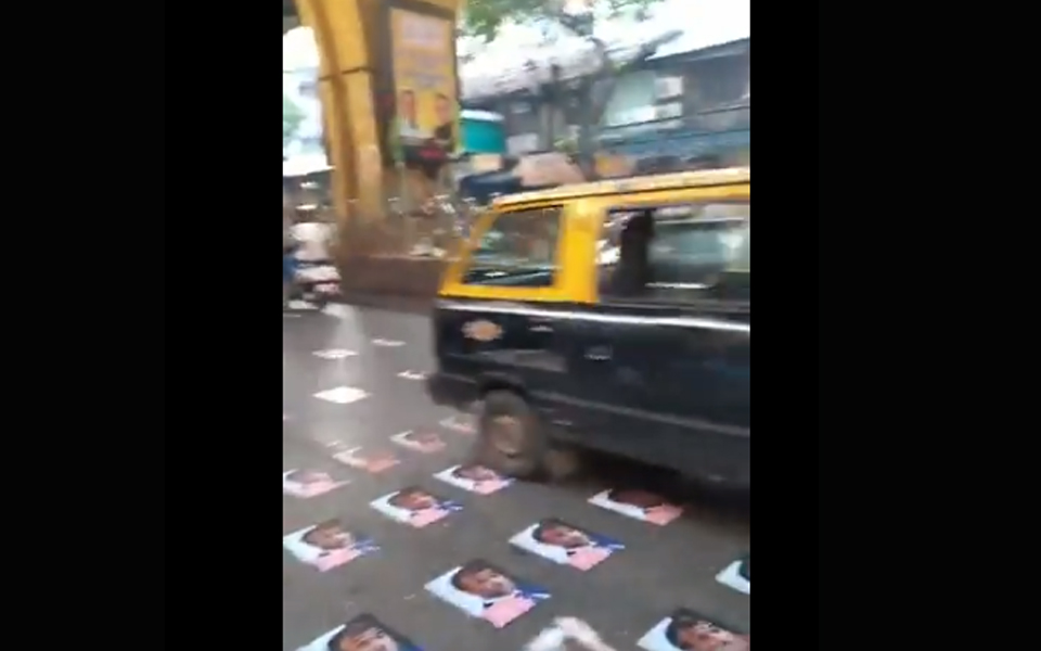 French President's posters stuck on Mumbai road, cops remove them