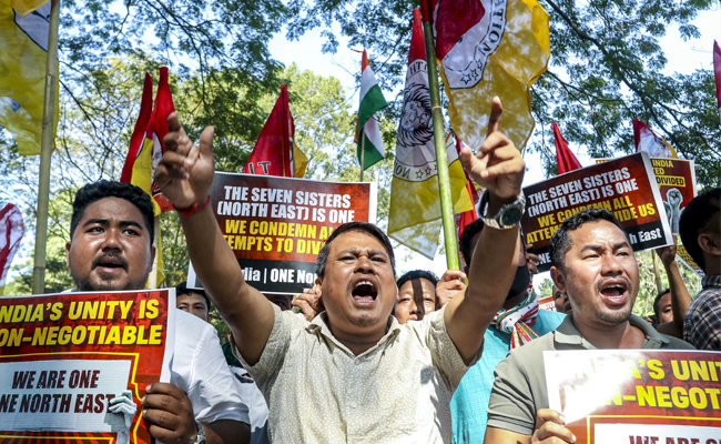 Tipra Motha youth wing stages protest near Bangladesh Assistant High Commission