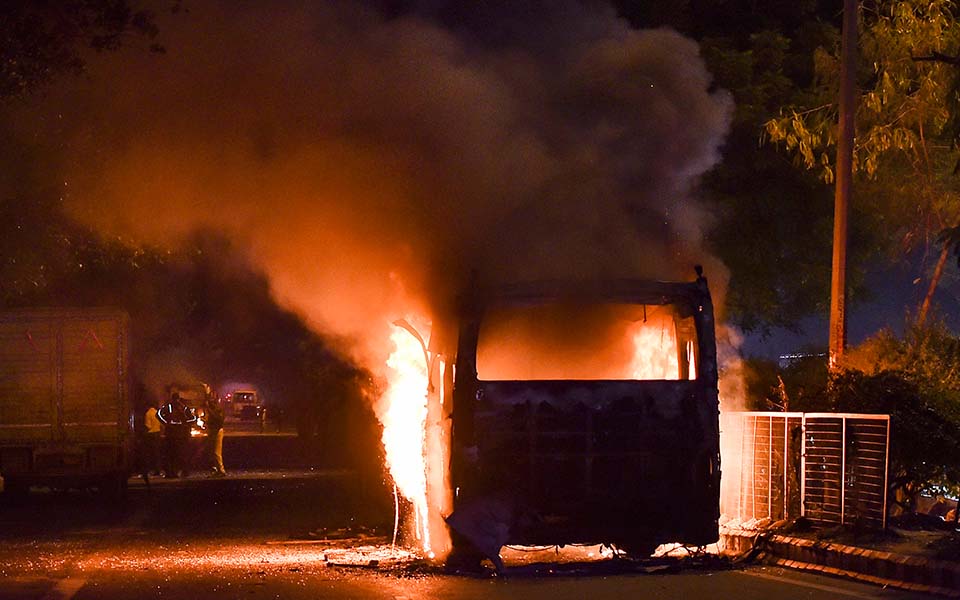 Citizenship Act protest: Violence, arson in Delhi; cop injured, buses torched
