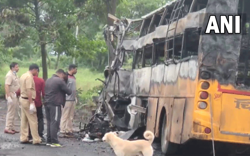 bus-catches-fire-33-passengers-alight-safely-short-circuit-suspected