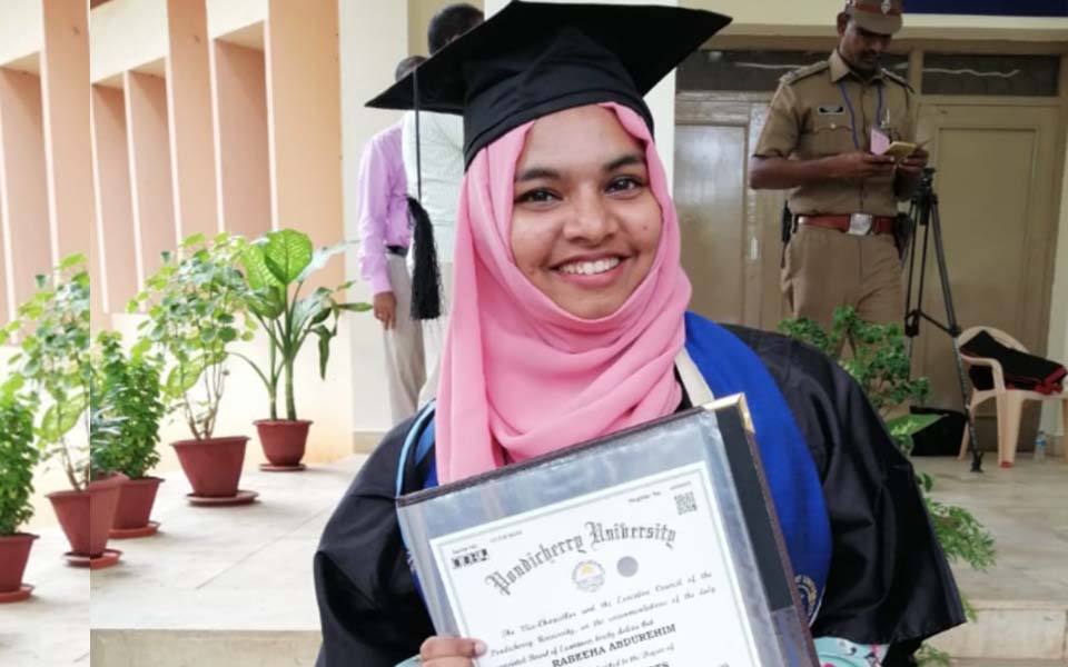Puducherry gold medalist student, who refused to remove hijab, denied entry to convocation ceremony