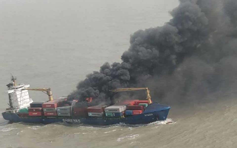 Container ship on fire in Bay of Bengal, 22 crew members rescued