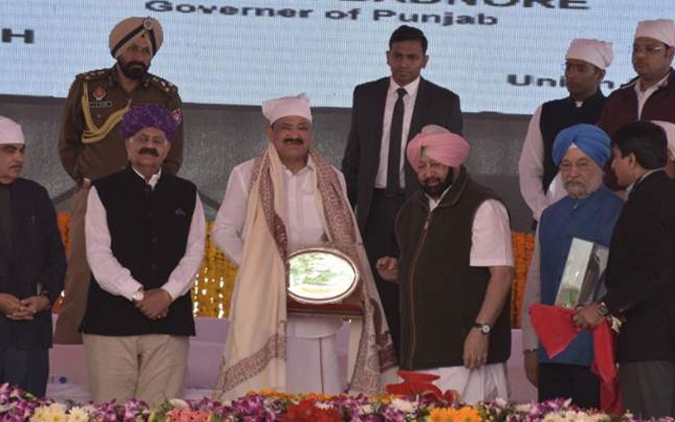 Vice president, Punjab CM lay foundation stone for Kartarpur Sahib corridor