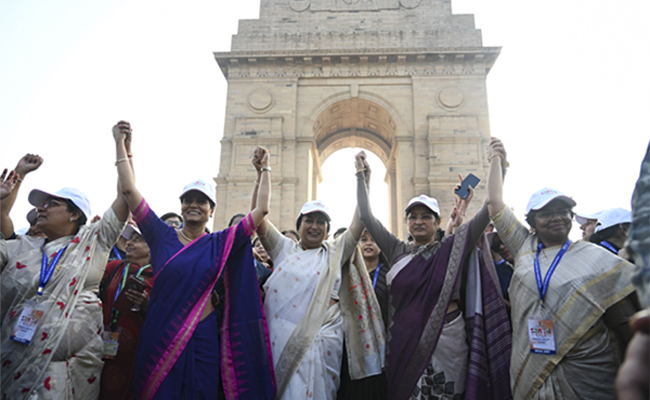 Delhi CM joins 'Shakti Walk' at Kartavya Path on International Women's Day