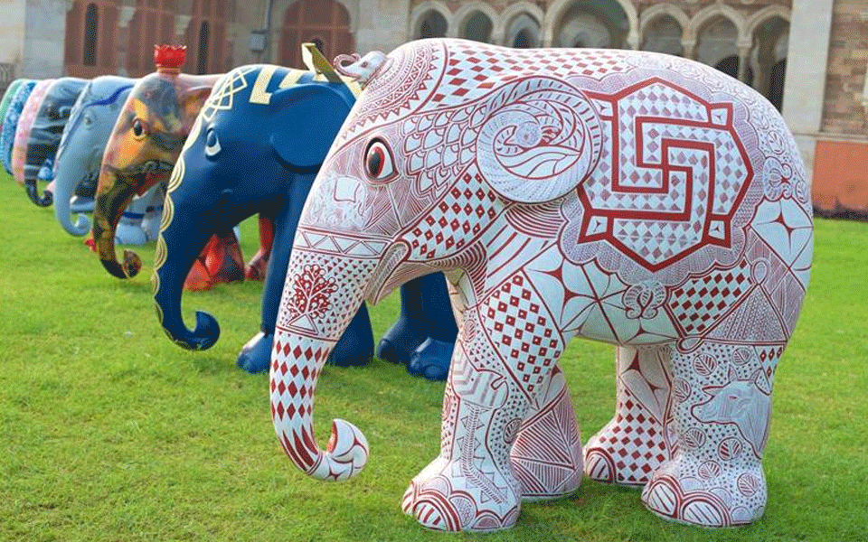 101 designed elephants at first Elephant Parade India