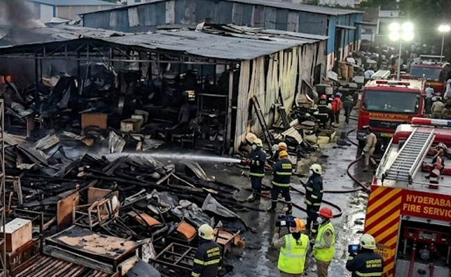 Fire guts 22 furniture sheds in Hyderabad