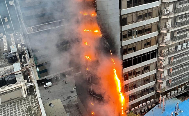 Mumbai: Over two hours on, firefighting still underway at Lower Parel commercial building