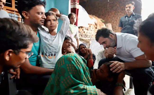 Rahul Gandhi reaches Hathras, meets family members of stampede victims