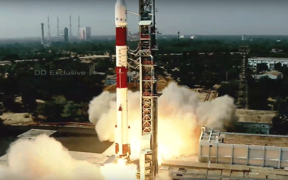 PSLV-C51 carrying 19 satellites lifts-off from Sriharikota