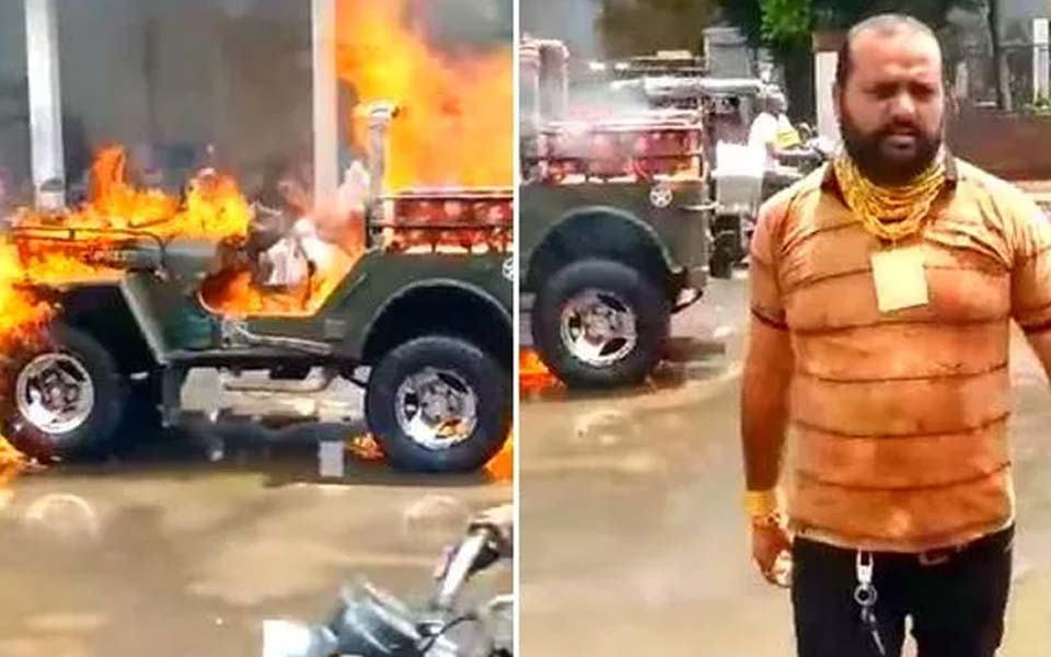 Gujarat: 2 Arrested After Video Of Jeep Being Set Ablaze Goes Viral In ...