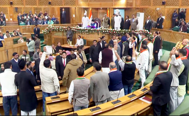 Uproar in J-K Assembly as BJP members protest over special status resolution