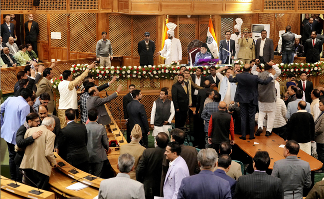 J-K Assembly proceedings adjourned for the day amid uproar over resolution on special status