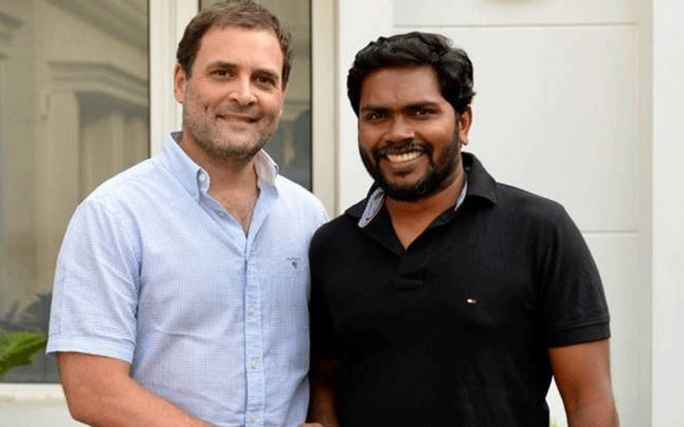 Tamil film director Pa. Ranjith meets Rahul Gandhi