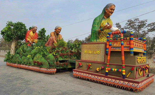 ‘Nari Shakti’ shines in Karnataka tableau: Images of women achievers displayed on R-Day parade