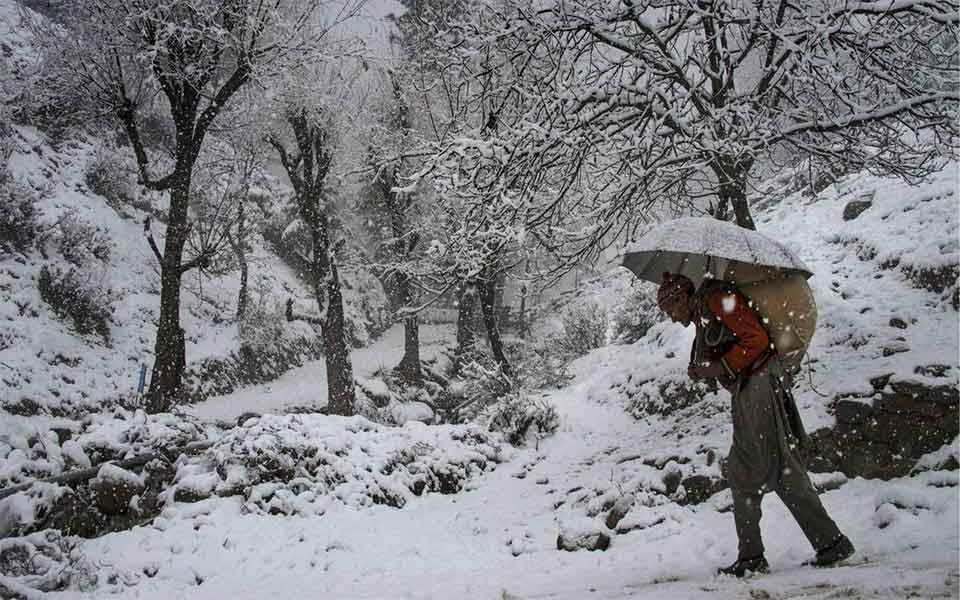 Moderate to heavy snowfall in Kashmir