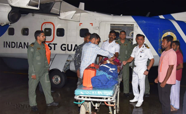 Navy, Coast Guard evacuate critically-ill patients from Agatti to Kochi in challenging weather